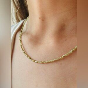 Green Beaded Necklace August Birthstone Necklace Peridot Gemstone Dainty Jewelry